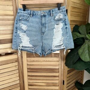 American Eagle Womens Size 10 Blue Comfort Stretch Mom Cutoff Shorts Denim Jean